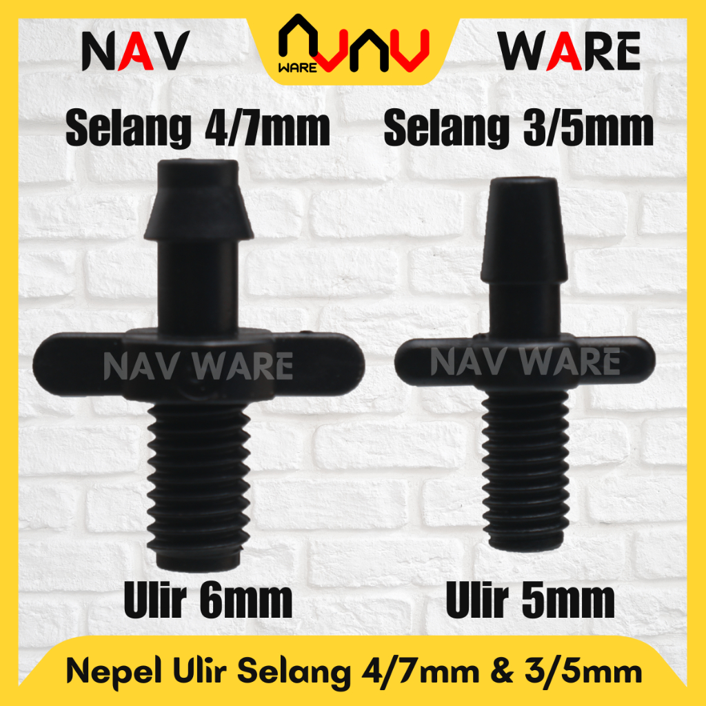 Nepel Ulir Drat Luar 6mm 5mm - Selang PE 7mm 5mm ke Pipa Air PVC Hidroponik Nipple Konektor Fertigas