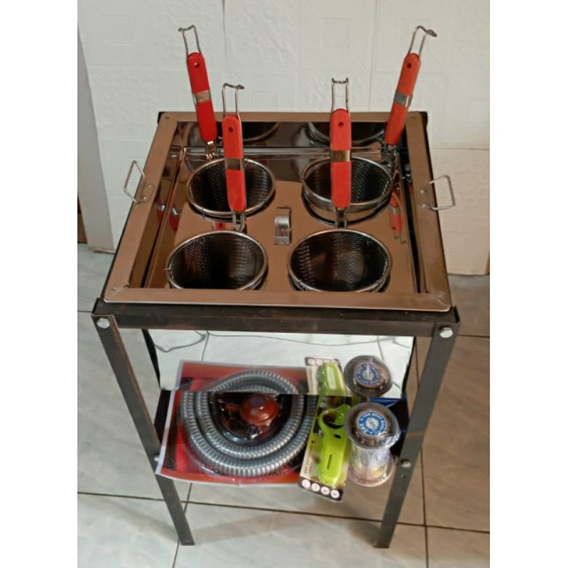 DANDANG MIE AYAM/DANDANG MIE KOCOK 4 LUBANG 1 SET MEJA BESI LENGKAP