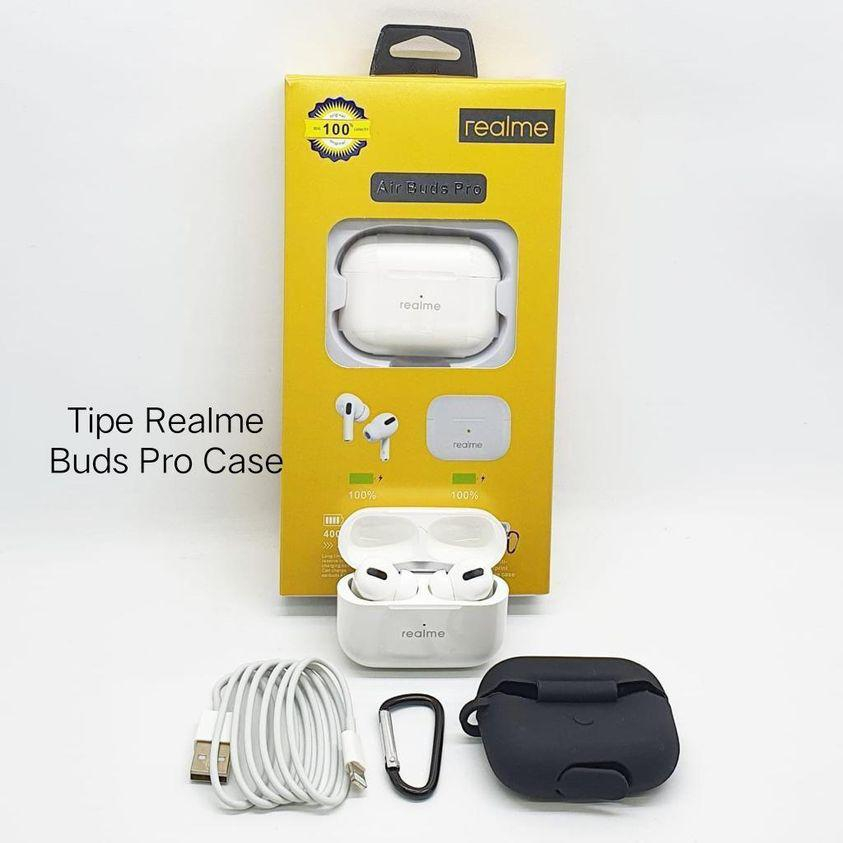 Handsfree Earphone Bluetooth Realme TWS Air Buds Pro + Silicone Case V5.0 True Wireless Earbuds