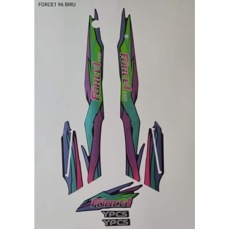 stiker motor force1 1995 1996 hijau hitam