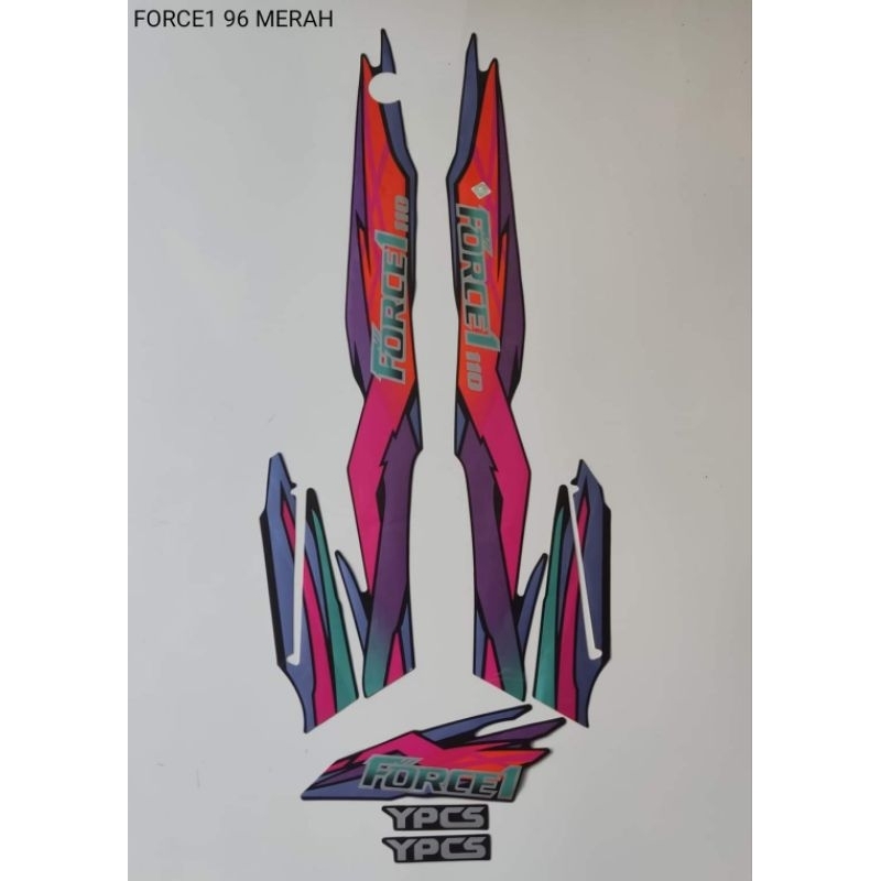 stiker motor force1 1995 1996 orange oren