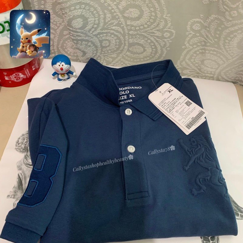 Giordano Polo Shirt Man Lion LB Signature Navy Size XL