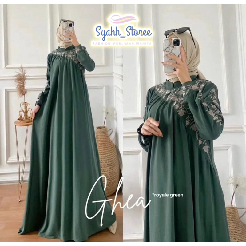S & S Gamis Jawa Melayu Bordir Premium Bahan Cringkle Air Flow Ghea Dress Gamis Muslimah Wanita Keki