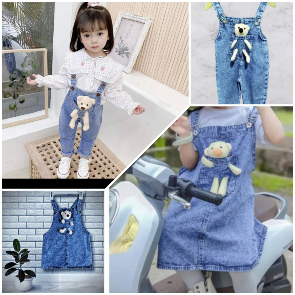 Overall boneka anak perempuan 1-7 thn