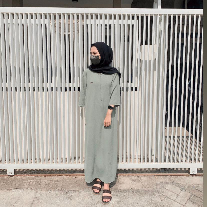 Daster Muslim Busui Friendly - Midi Dress Polos Busui DAILY SEMI ABAYA TANGAN PANJANG