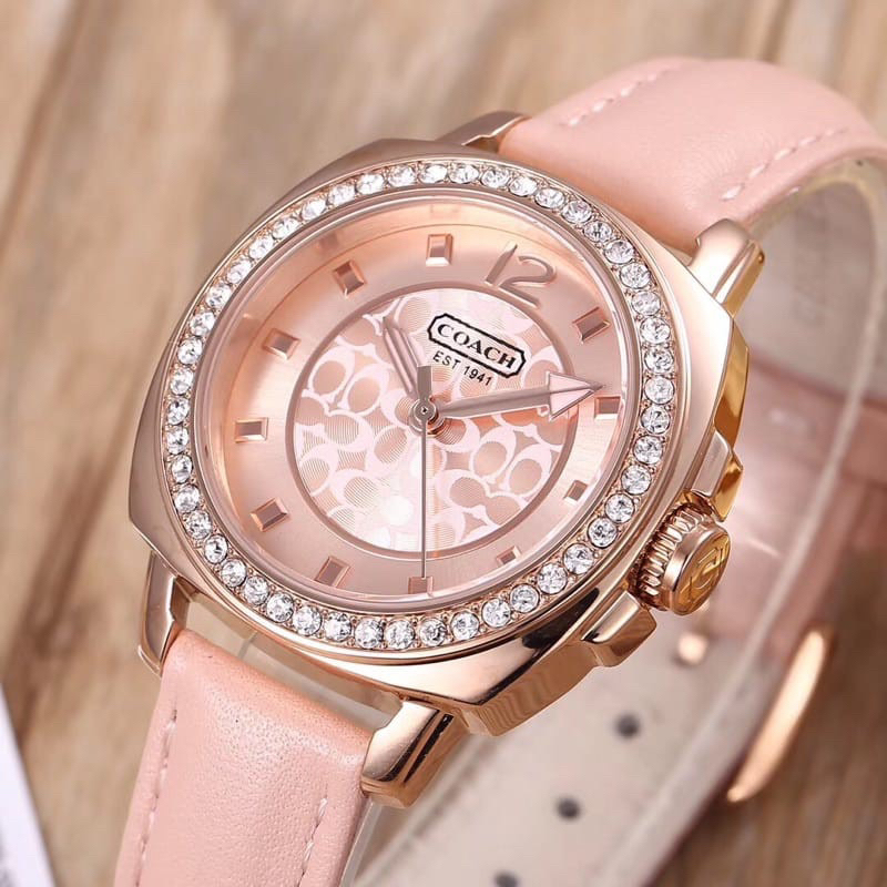 LUXWATCH [ORIGINAL 100%] Jam Tangan Wanita Coach Boyfriend Pink Leather Strap | COACH Original