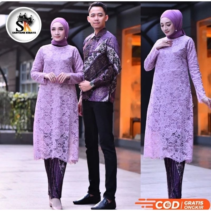 stelan kebaya tunik brokat couple / kebaya modern terbaru / outfit pasangan kondangan/ kebaya jumbo
