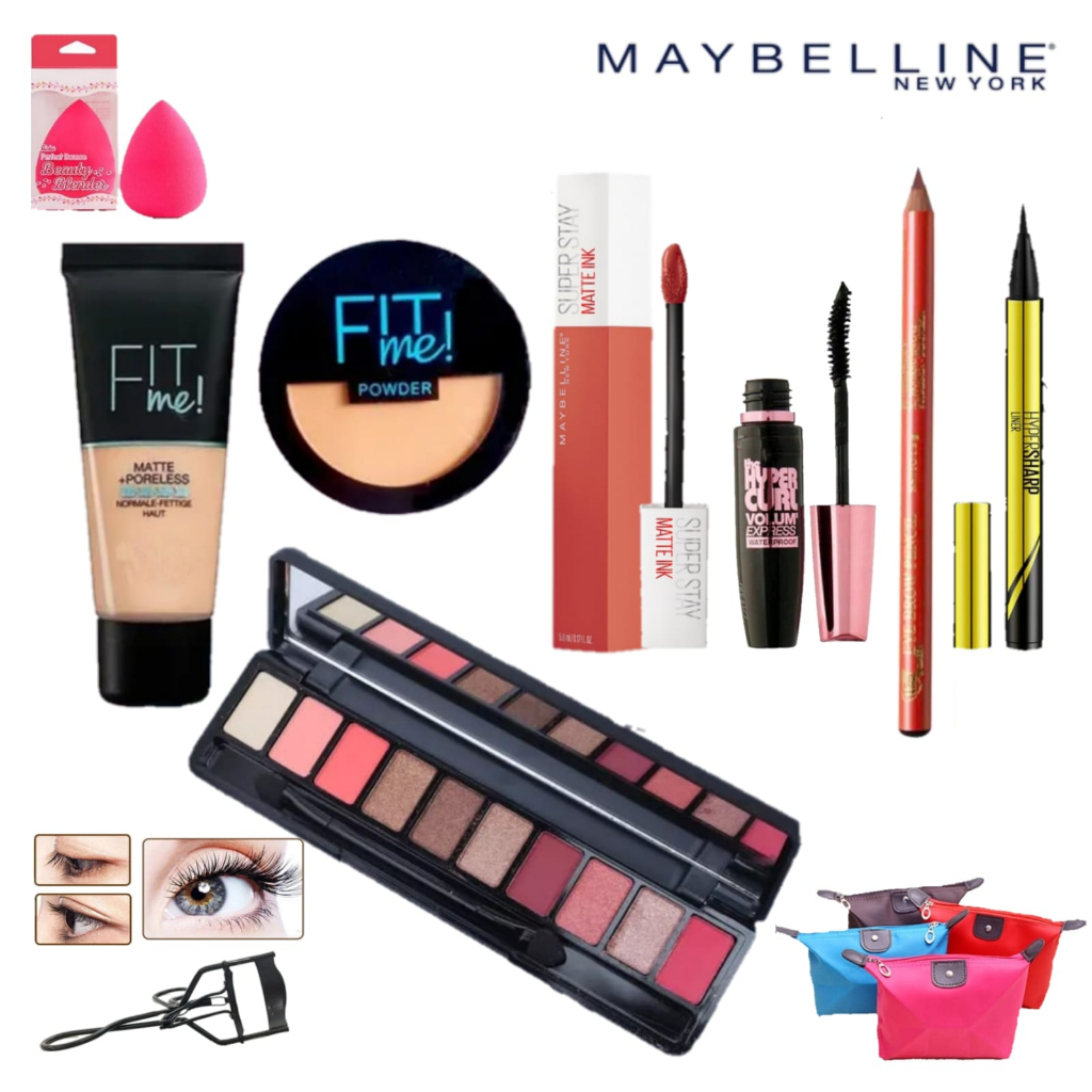 Paket Kosmetik Lengkap Maybelline 10 in 1 Hemat - 1 Paket Makeup Maybelline