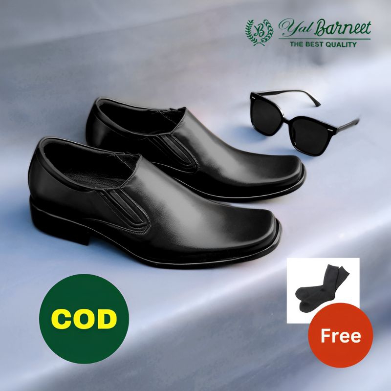 Pantofel Formal Kulit Sapi Pria – YAL BARNEET 230 Loafers Polos Black Glossy