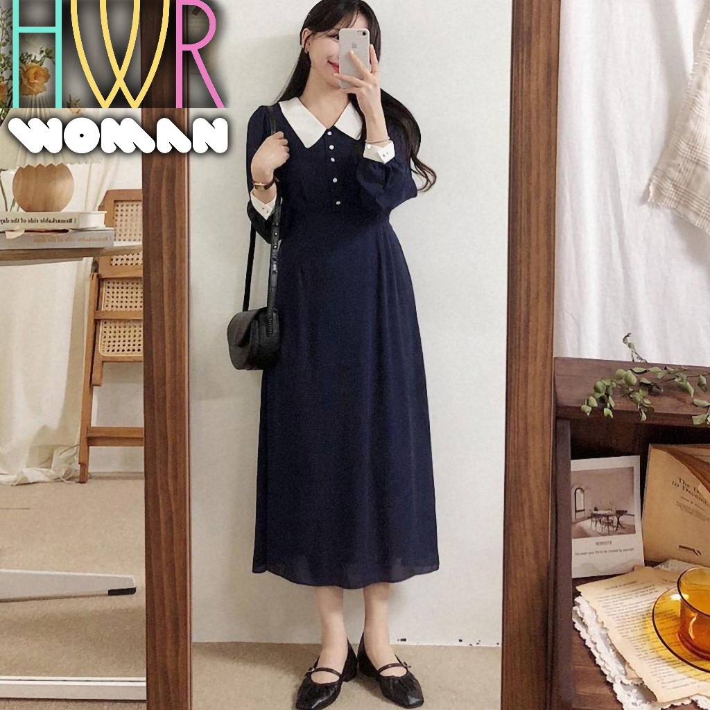 Dress Wanita Korean Style Casual Terbaru Gamis Kondangan Remaja Dan Baju Polos Kekinian. Midi Bahan 