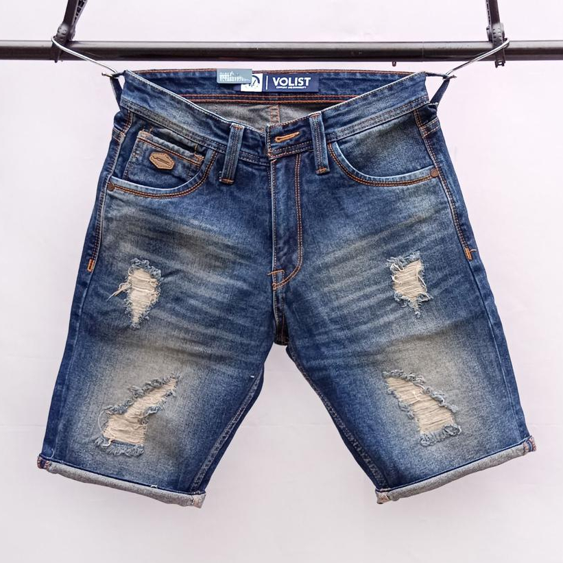 CELANA JEANS PENDEK PRIA VOLIST DENIM DESTROY