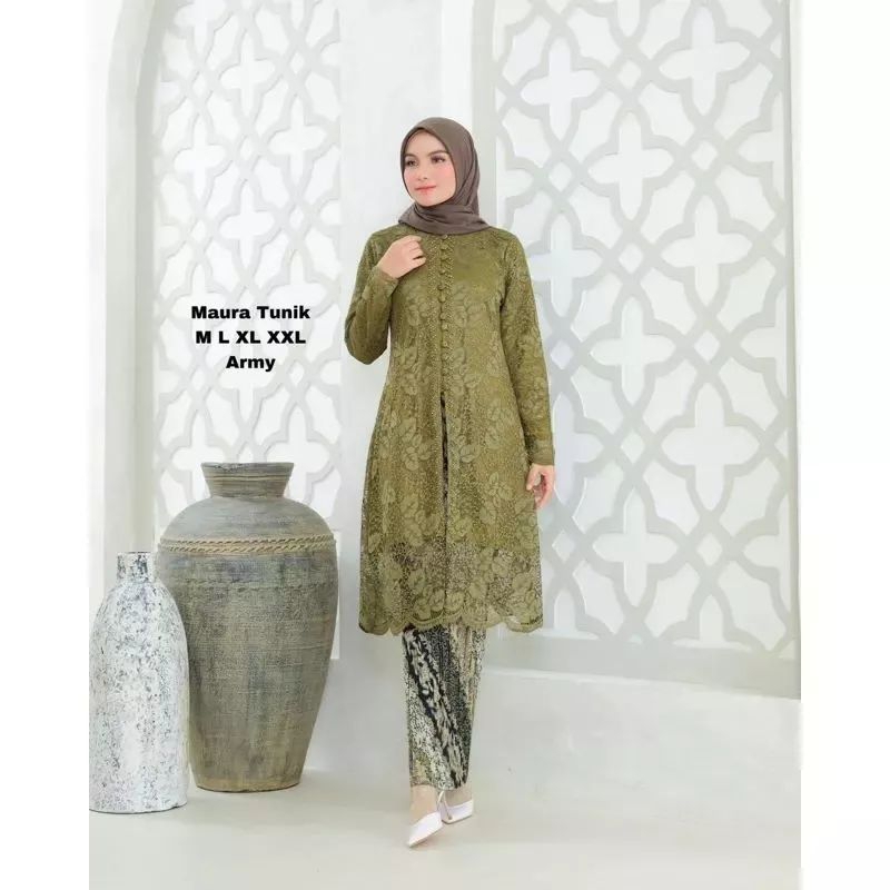 STELAN TUNIK KANCING BRUKAT / TUNIK MAURA / KEBAYA BRUKAT