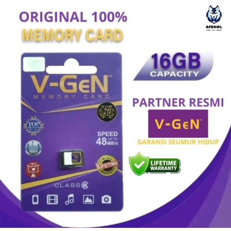 V-GEN MICRO SD VGEN 16GB CLASS 6 MEMORY CARD ORIGINAL MEMORI MICROSDHC HARDISK MMC MEMORY CARD MICRO