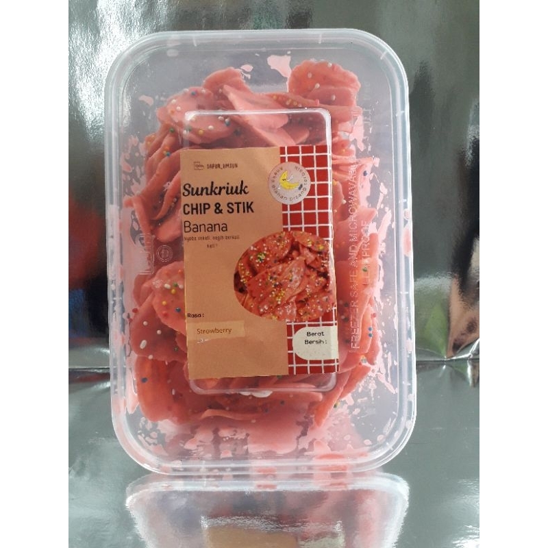 

kripik pisang cokelat strowberry 130 gram kemasan thinwall