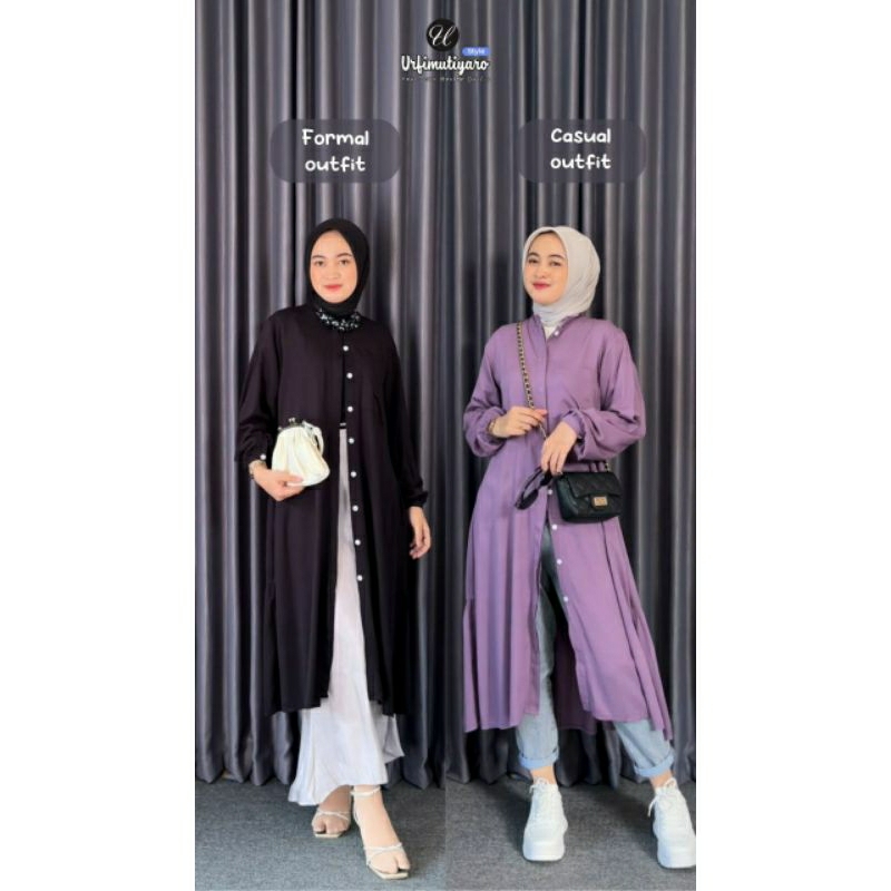 Arabelle Tunik Set by Urfimutiyaro Long Tunik Katun Rayon Twill One Set Kekinian