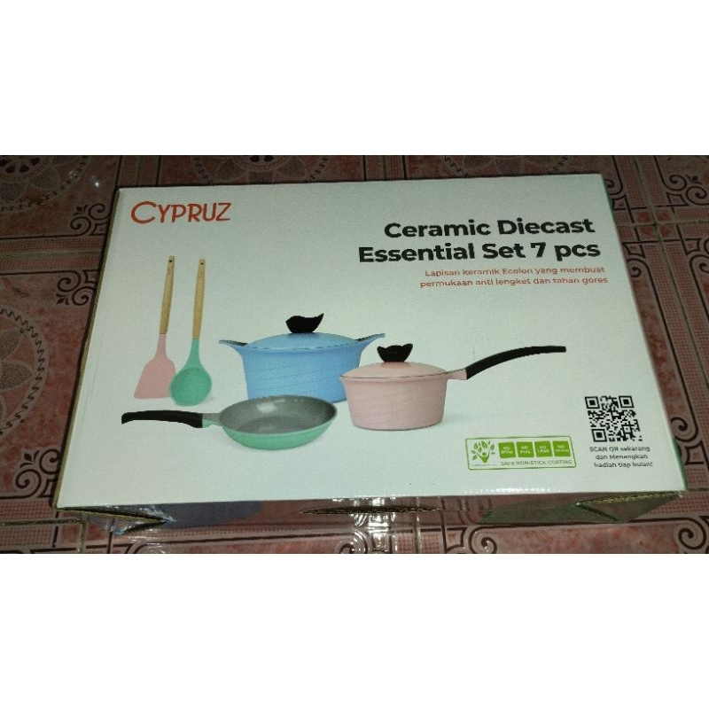 CYPRUZ 7 PCS ESSENTIAL CERAMIC DIECAST ORI BARU