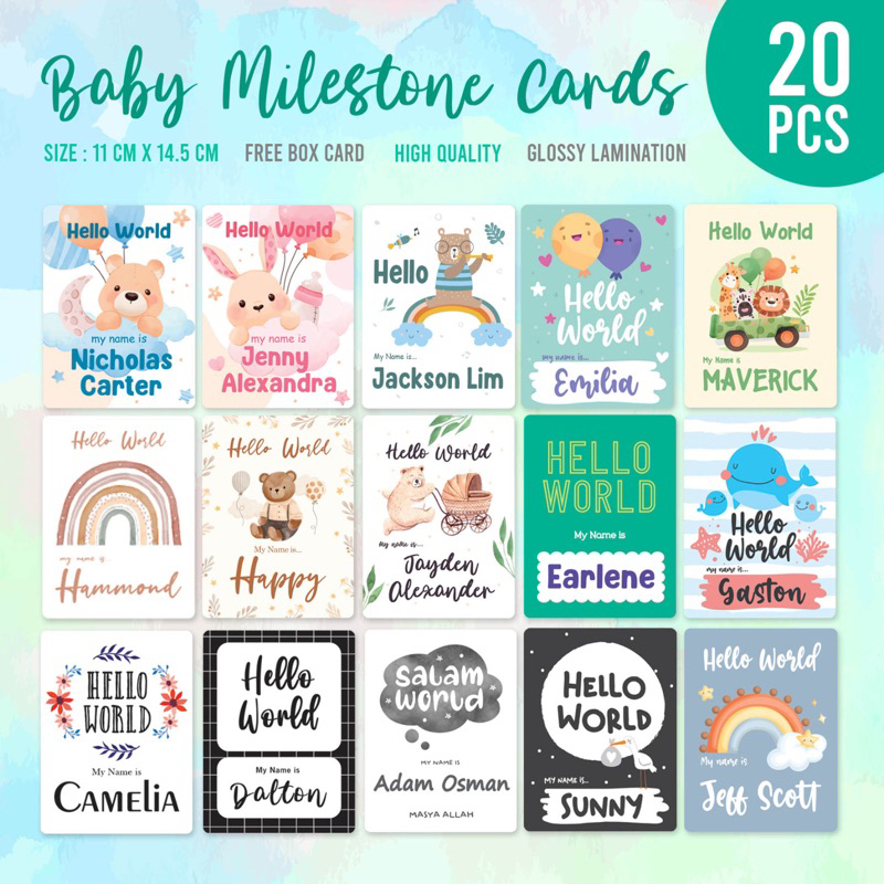 Milestone Card Baby Kartu Bayi FREE CUSTOM NAMA