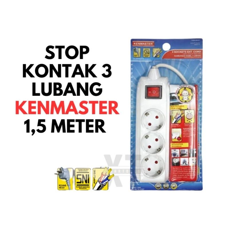 Stop kontak overheat 3 Lubang SNI - Colokan listrik 3 Lubang KENMASTER