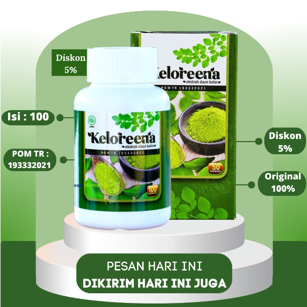 KELOREENA ISI 100 KAPSUL - KELOREENA EKSTRAK DAUN KELOR ISI 50