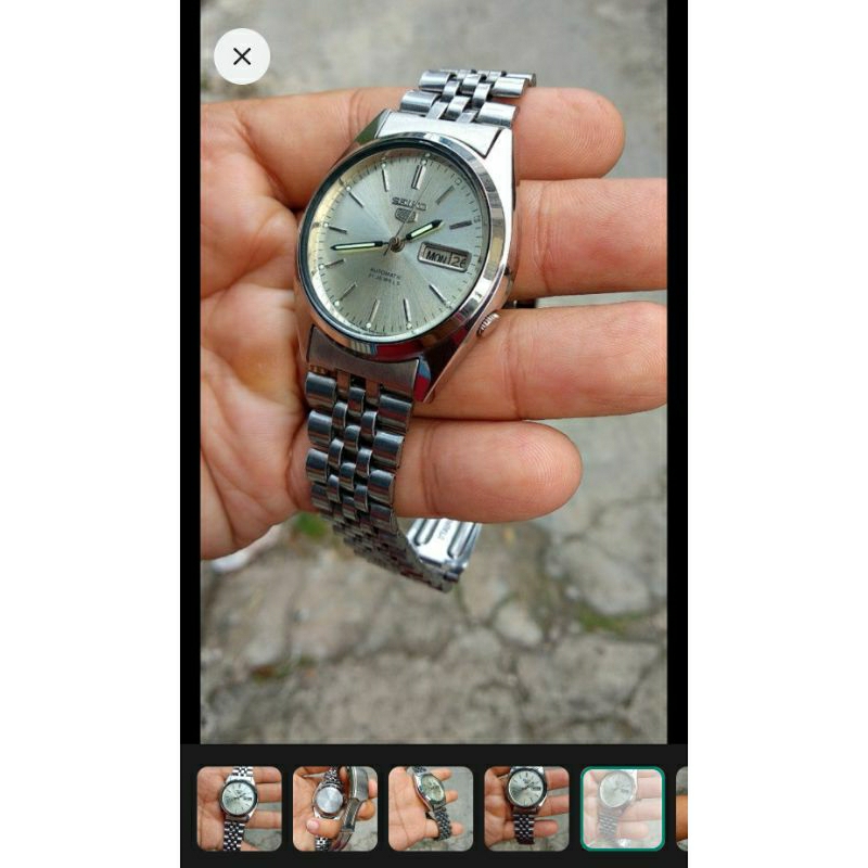 jam tangan klasik pria seiko 5 automatic silver dial jam cowok
