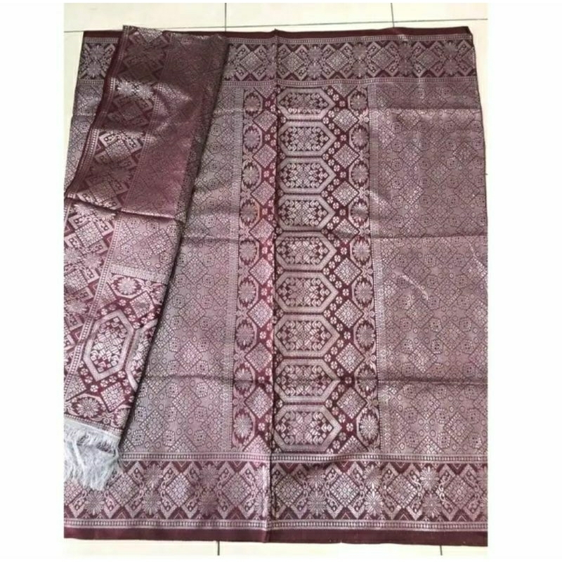 songket palembang tenun mesin (maroon)