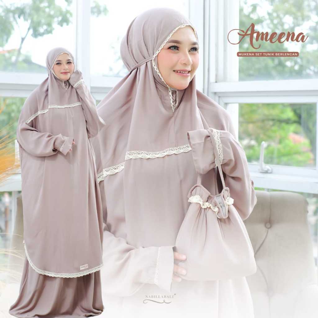 Mukena Berlengan Tunik Polos Renda                                ⠀                      Mukenah Tra