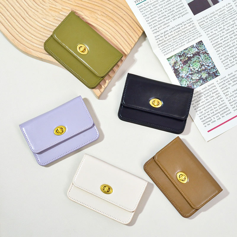 Dompet desainer mini baru yang khusus, kunci retro ringan, dalam tempat kartu multi-lapis yang trendi