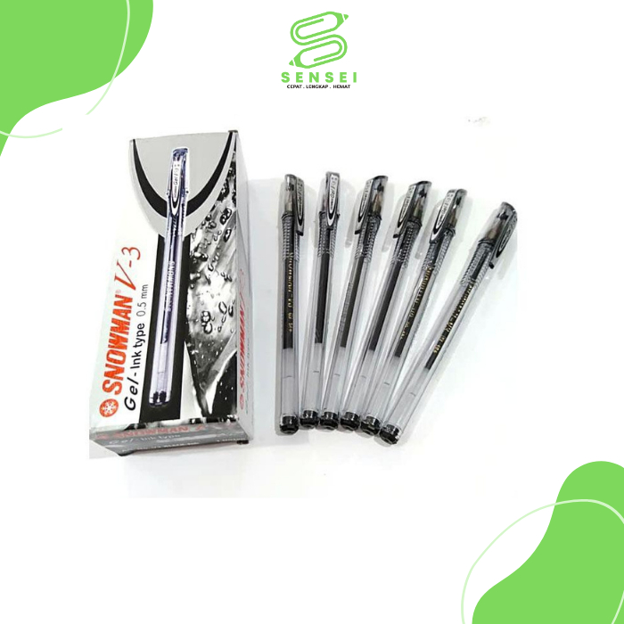 

1 Pcs Pulpen / Bolpen / Bolpoint / Pen Gel Snowman V - 3 / V3 Hitam