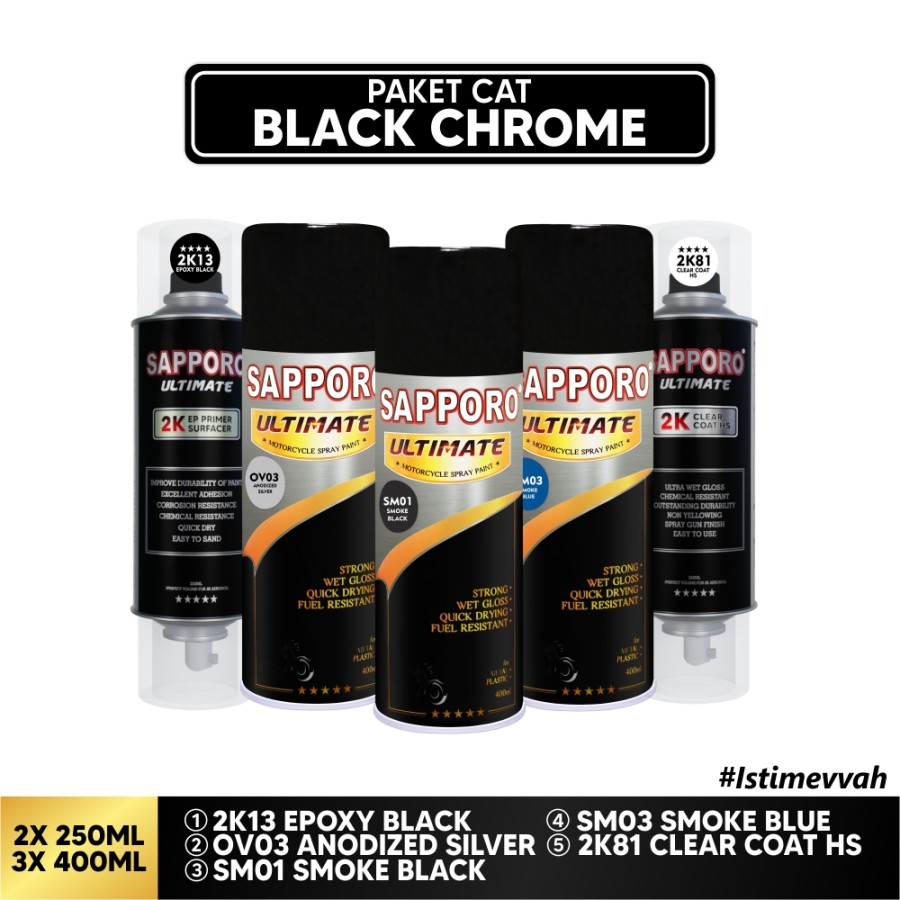 Paket Cat Black Chrome Ala Sapporo / Sapporo Ultimate / Cat Semprot / Sapporo Spray