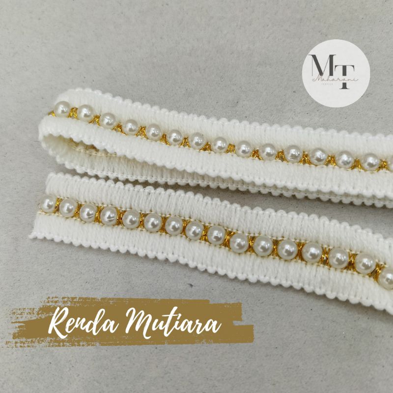 Renda Mutiara 2cm / Renda bordir mutiara / Renda Mutiara meteran