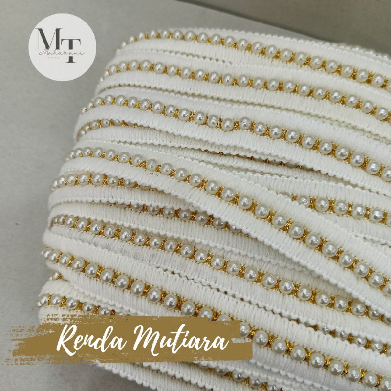 Renda Mutiara 2cm / Renda bordir mutiara / Renda Mutiara meteran