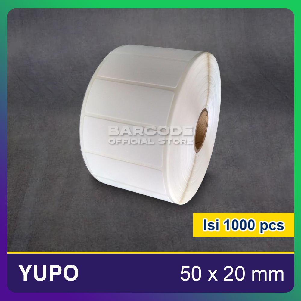 

Stiker Yupo 50mm x 20mm / 50x20mm Label Tahan Panas Anti Air 1 Line 1000Pcs