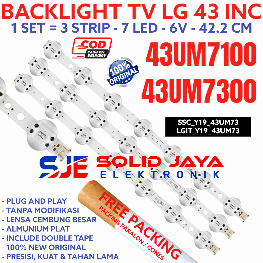 BACKLIGHT TV LED LG 43 INC 43UM7300 FULL SET LENSA BESAR ORIGINAL ASLI