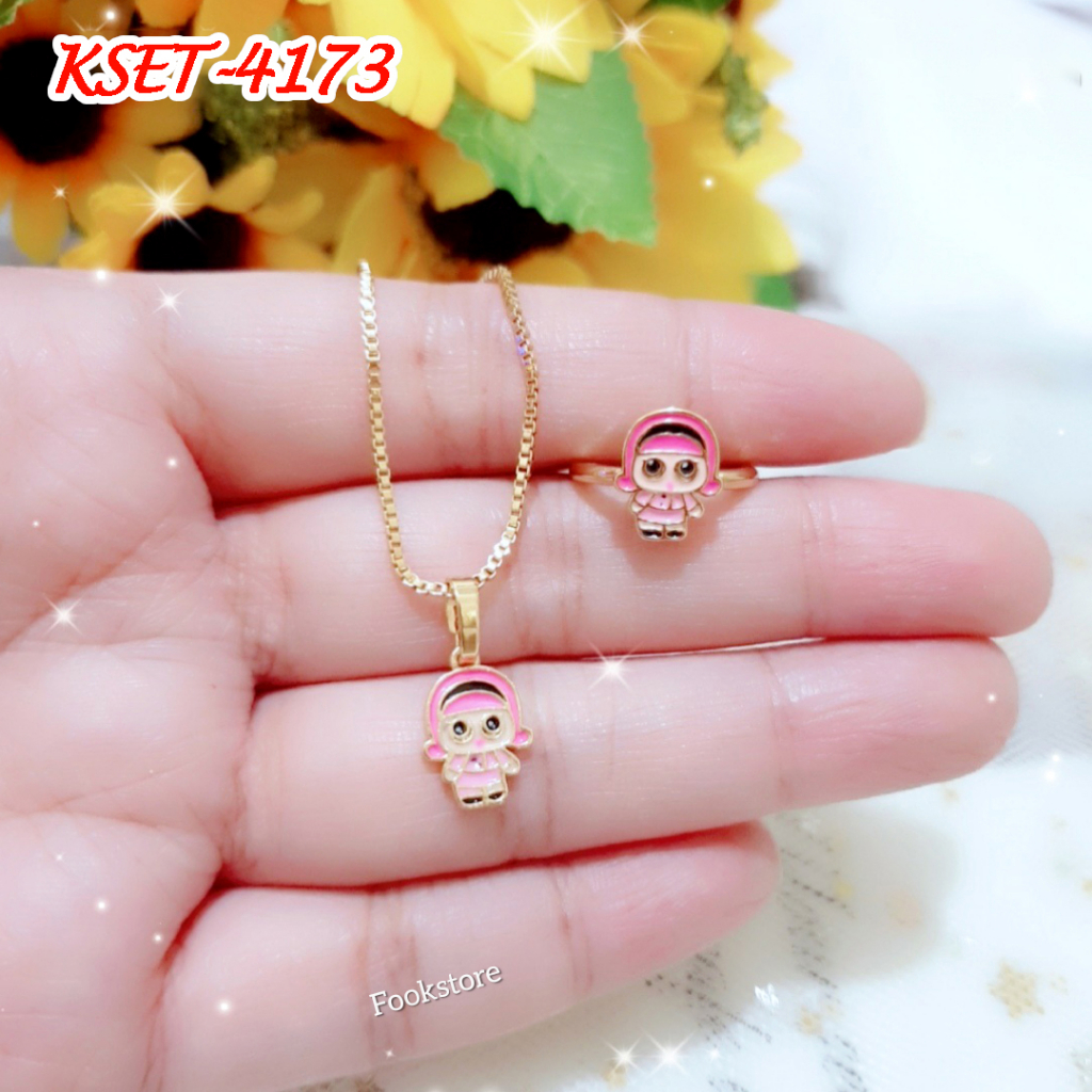 SET KALUNG CINCIN MOTIF KARTUN 2 IN 1 ANTI ALERGI/KSET-4173