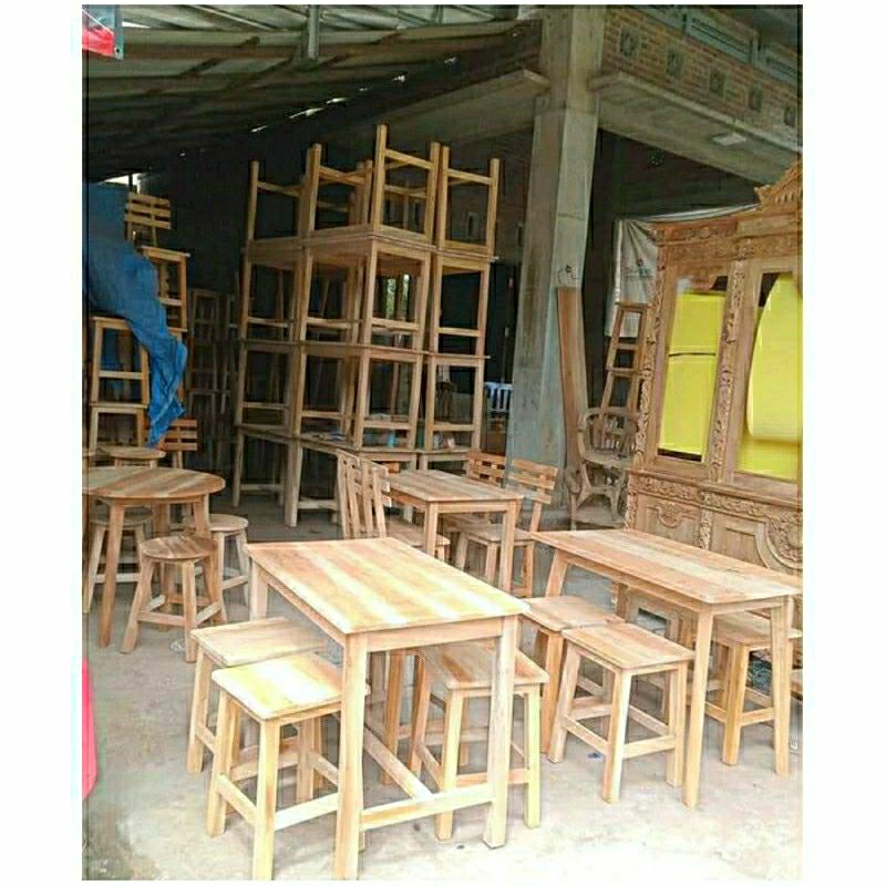 set meja kursi cafe minimalis meja kursi cafe meja teras minimalis (1 meja 4 kursi)