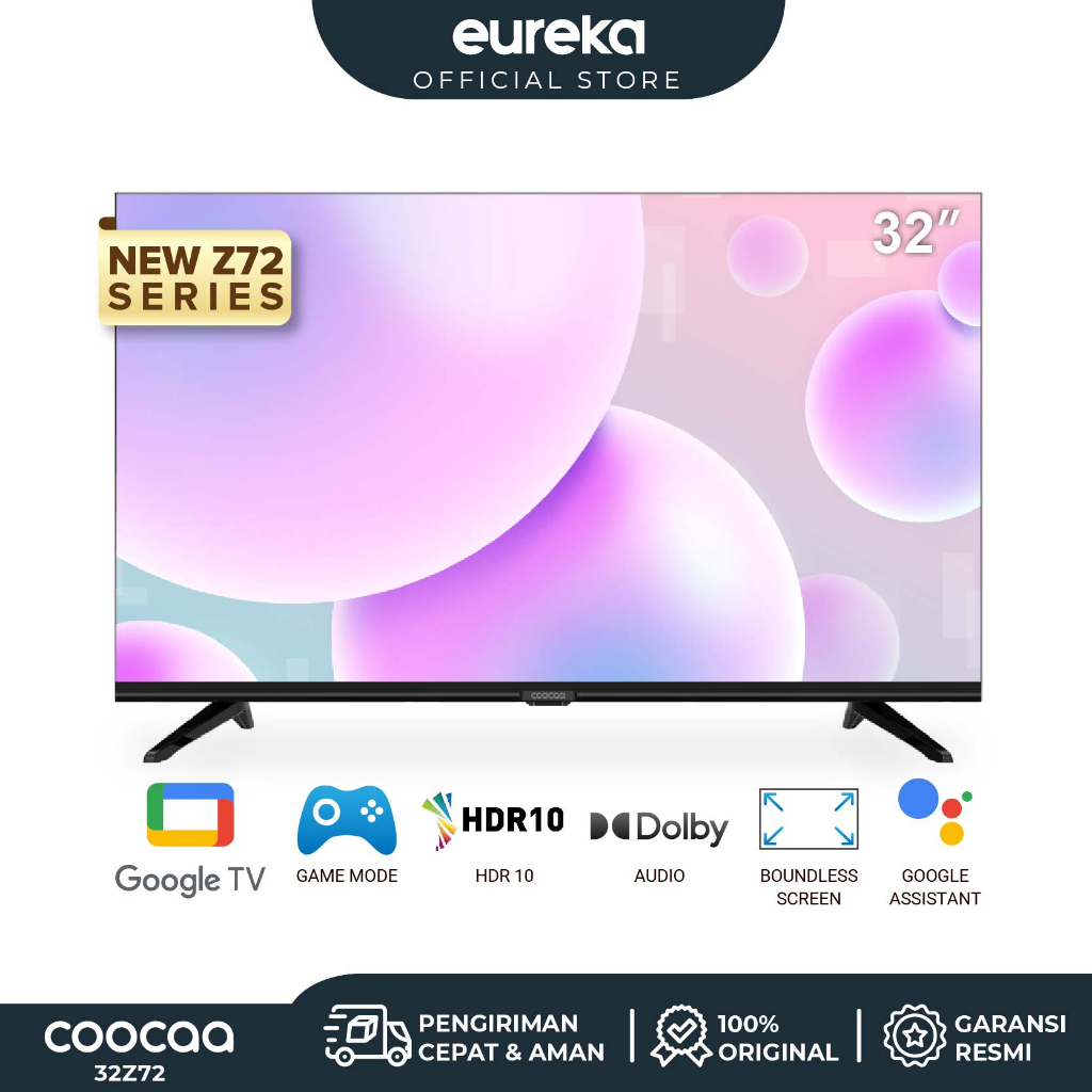 COOCAA 32 Inch Smart TV - Google TV - Netflix & Youtube - Google Assistant - Dobly Audio - WIFI - Fl