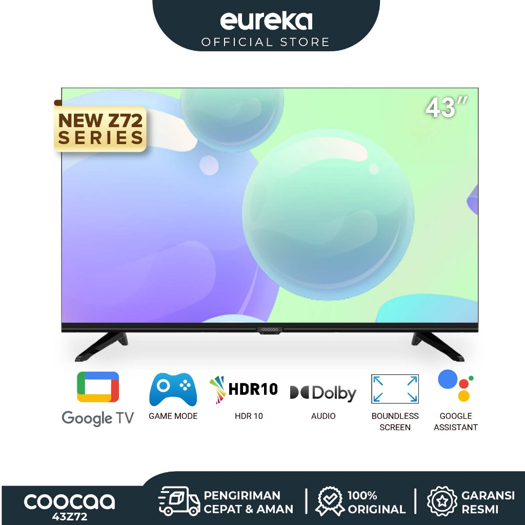 COOCAA 43 Inch Smart TV - Google TV - Netflix & Youtube - Google Assistant (Model : 43Z72)