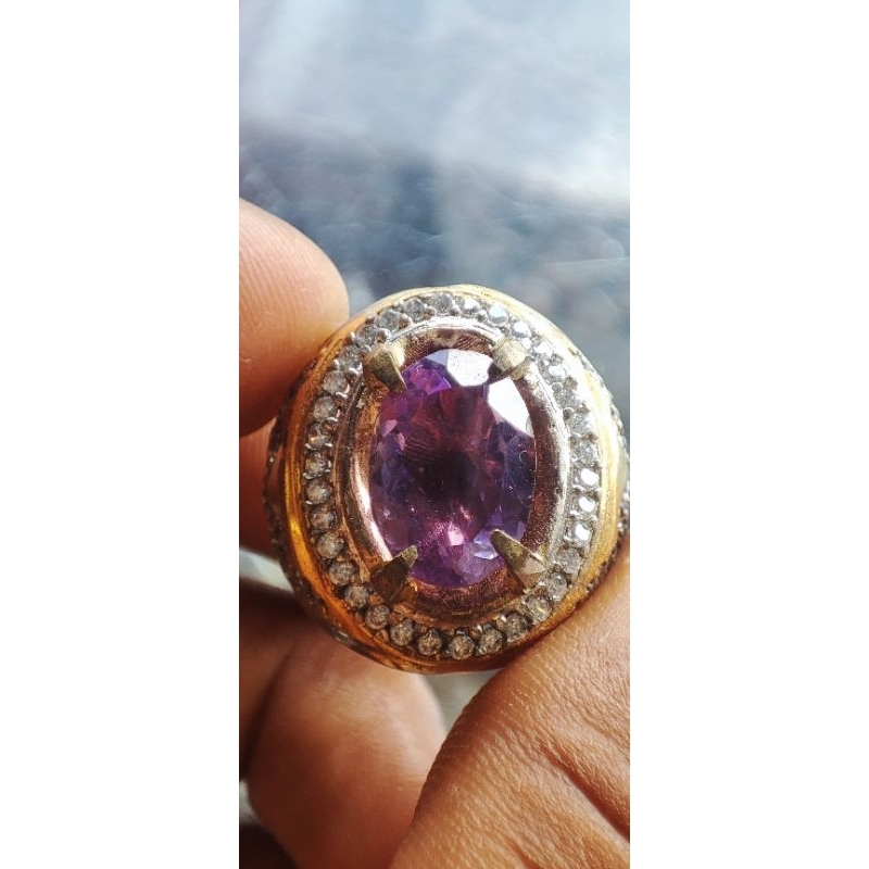 cincin permata natural amethyst kecubung ungu bungur kinyang ungu bermemo