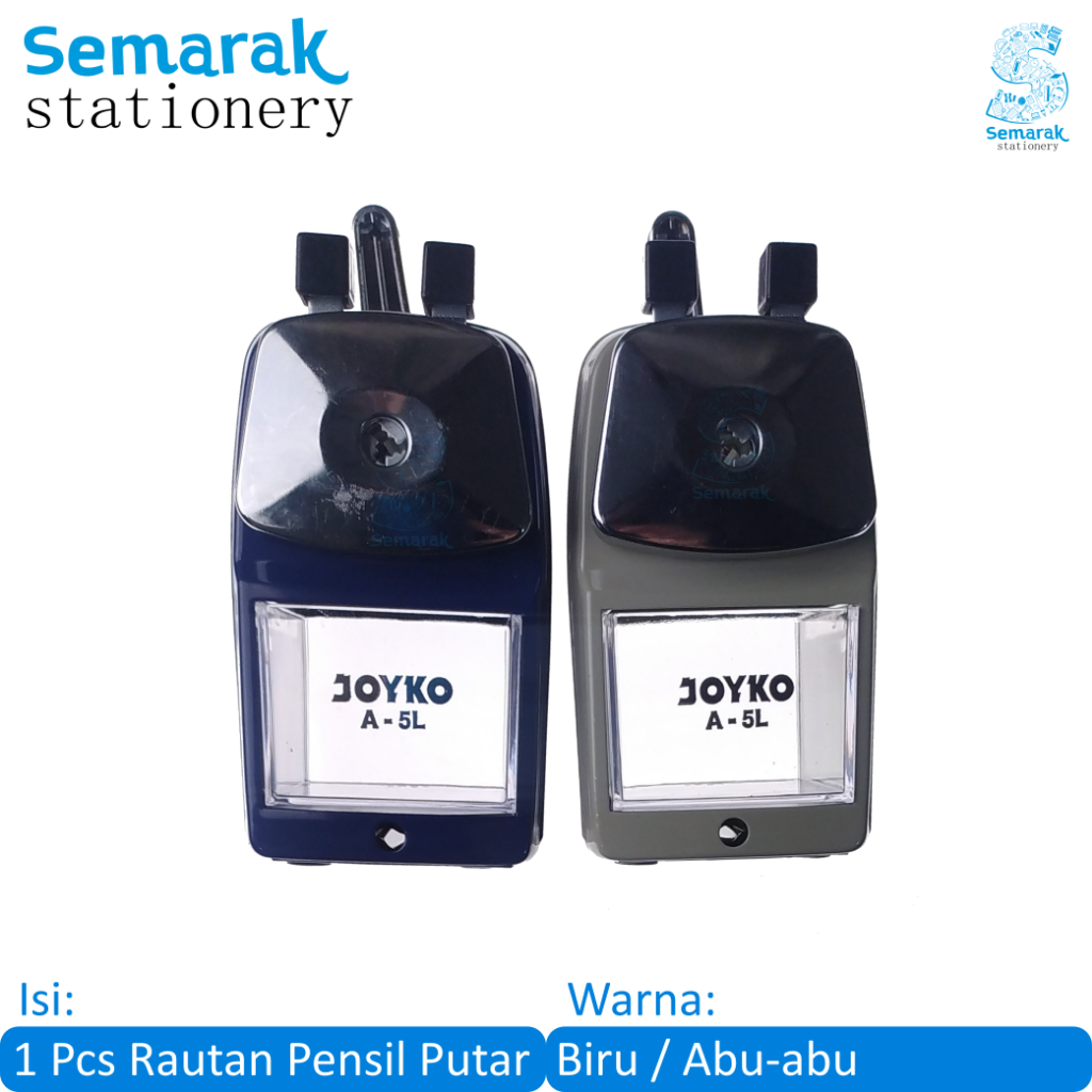 Joyko A-5L Pencil Sharpener Rautan Pensil Putar Besar Besi - Biru / Abu-abu