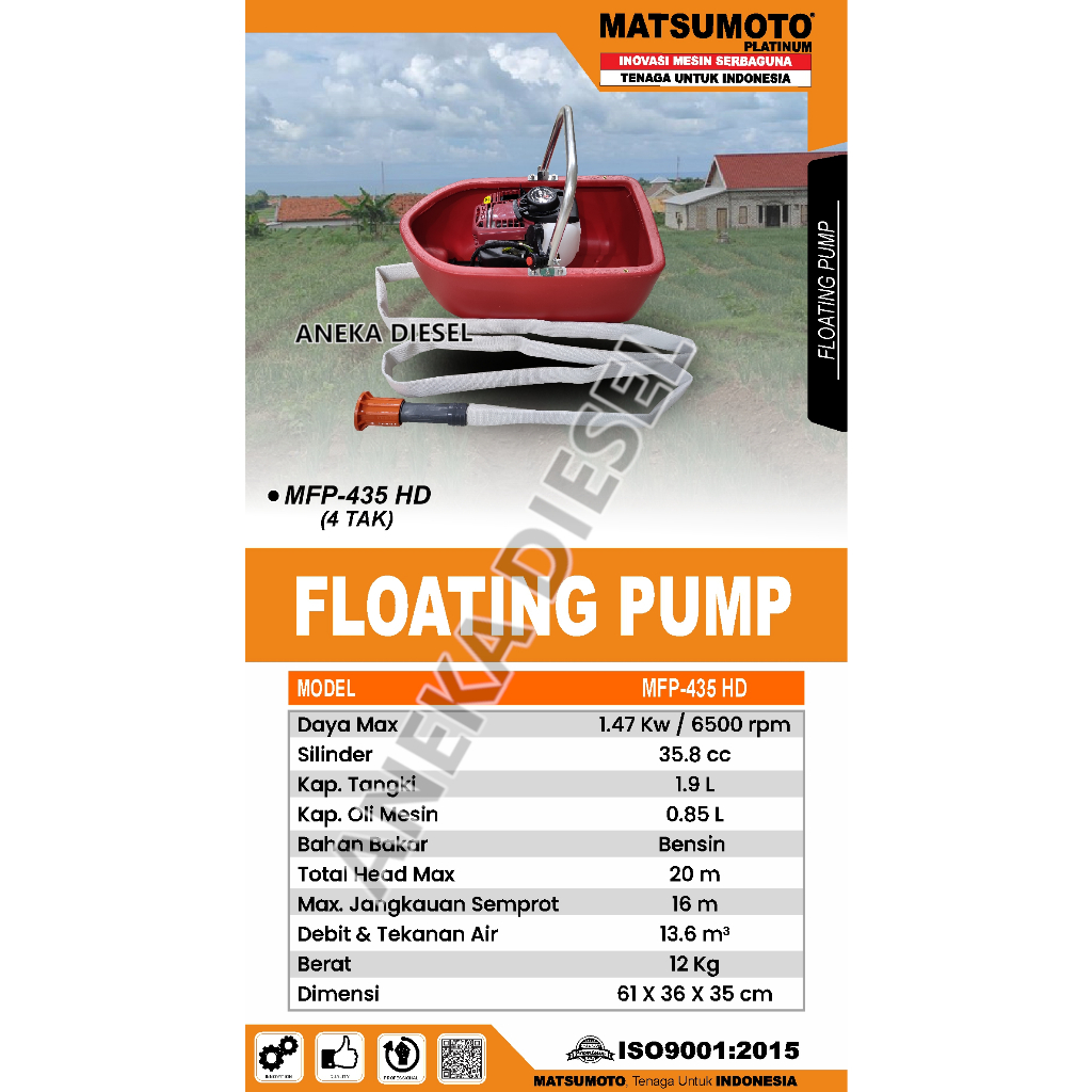Mesin Floating Pump MATSUMOTO MFP 435 HD Mesin Pompa Air Apung MFP 435 HD MATSUMOTO Pompa Apung