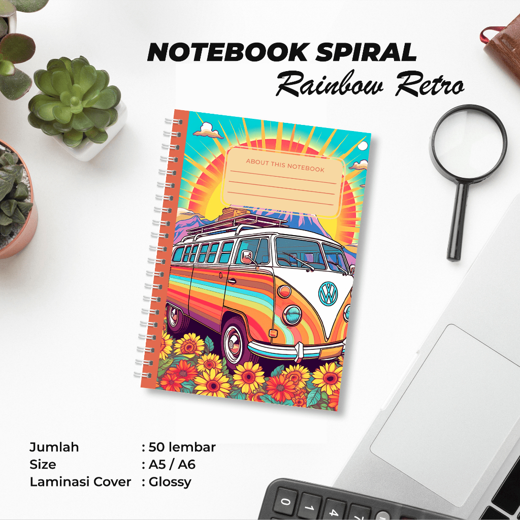 

RAINBO RETRO - NOTEBOOK SPIRAL A5 ISI 50 LEMBAR COVER GLOSSY PUTIH POLOS HVS 70 GSM BUKU HARIAN JOURNAL