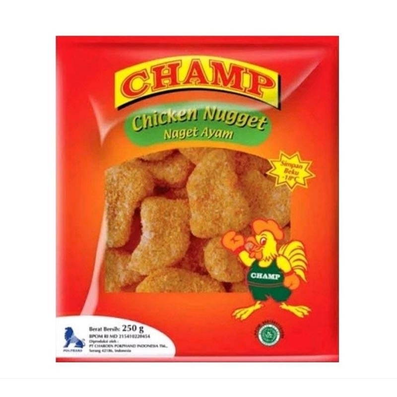 

Champ Chicken Nugget 250gram, 500gram, Champ Nugget Burger, Champ Nugget Crunchy