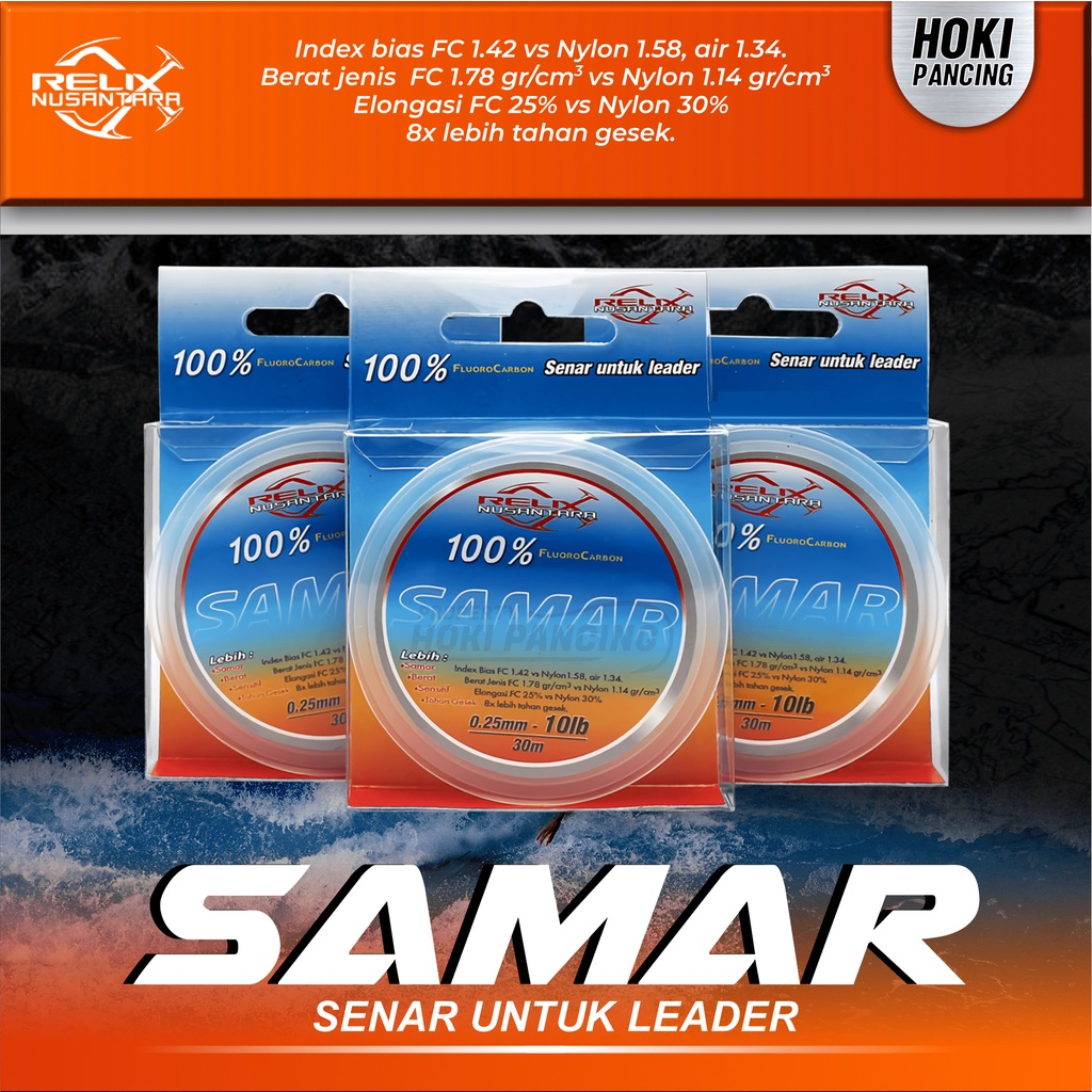 SENAR LEADER SAMAR RELIX NUSANTARA FLUOROCARBON 100% SENAR PANCING BENANG LEADER 25 METER 6 8 10 12 