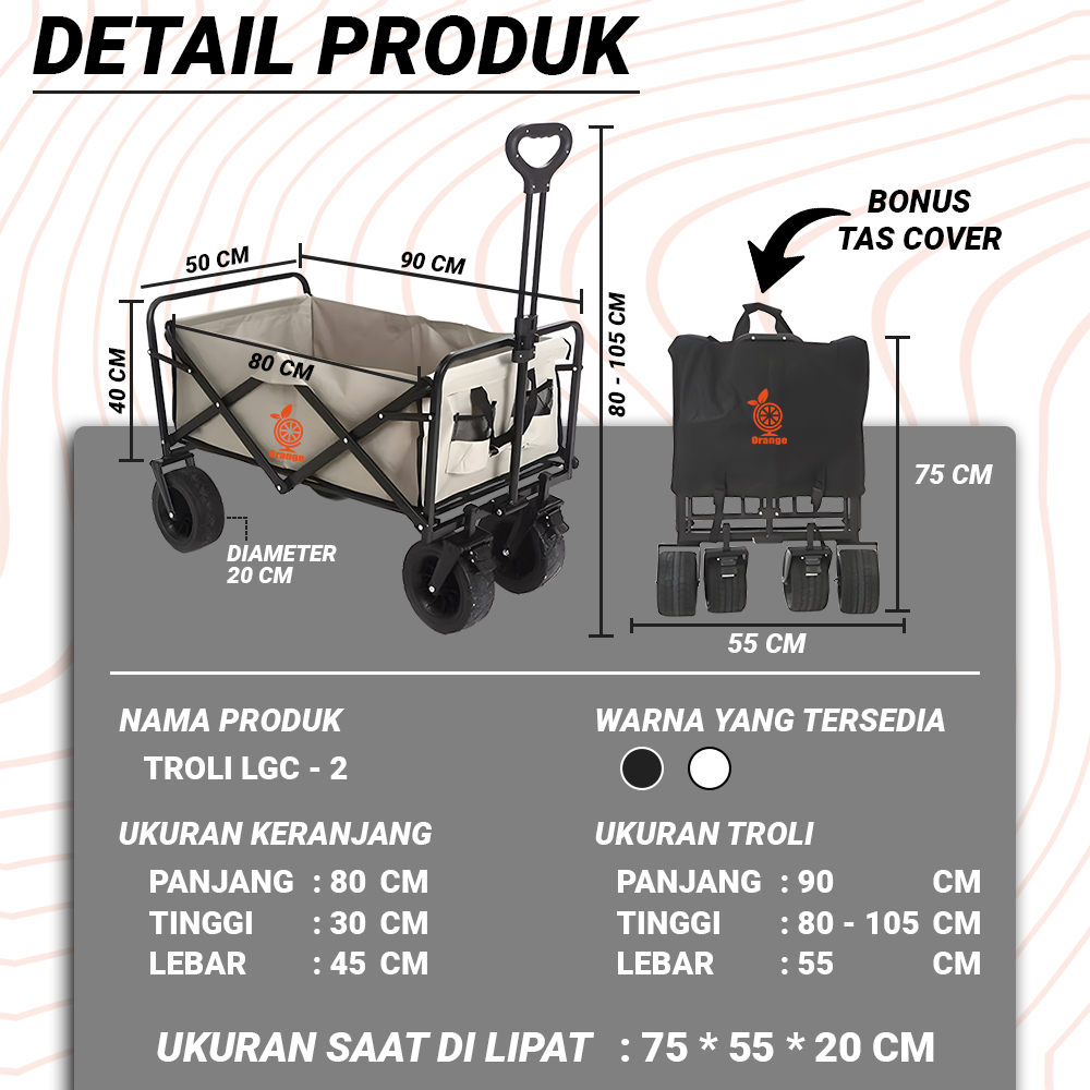 Troli Camping Keranjang Gerobak Lipat Trolley Barang Glamping Box LGC-2