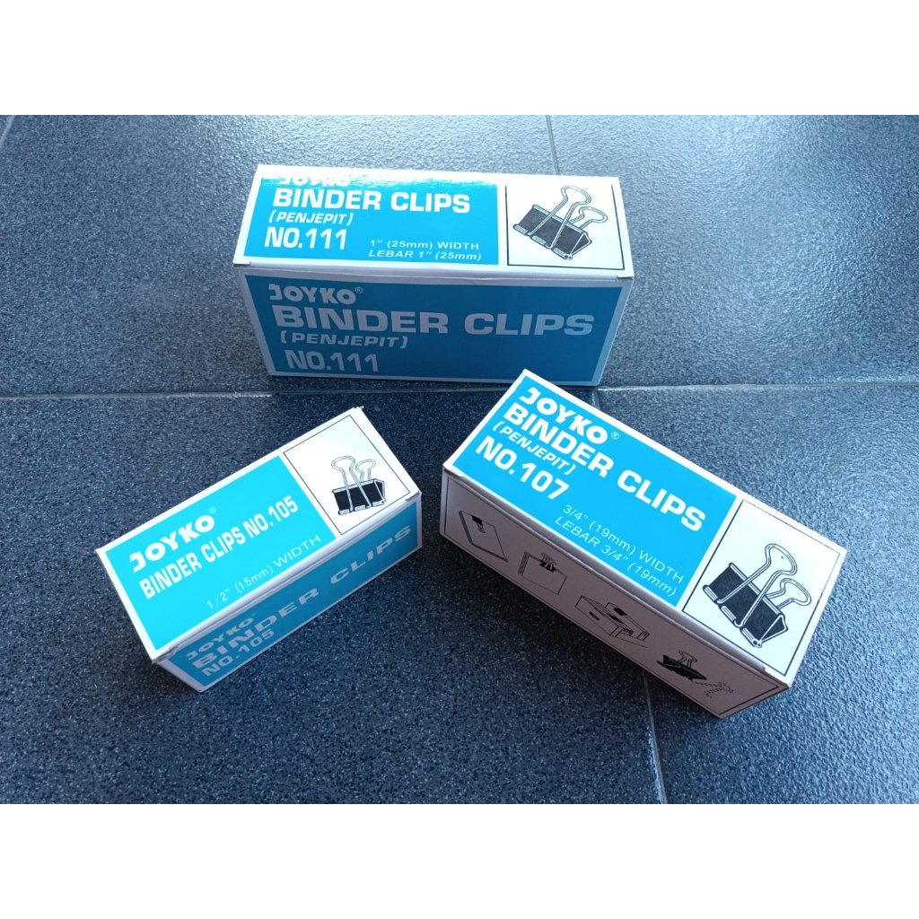 

CLIP PENJEPIT KERTAS HITAM BINDER CLIP PLASTIK KECIL MEREK JOYKO NO 105 107 111 1 PAK ISI 12 PCS