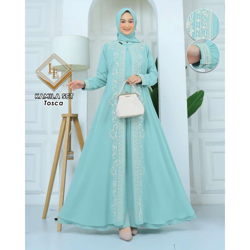 Kamila set/gamis bordir/gamis mewah/gamis kondangan/gamis cantik/gamis bordir ellegant