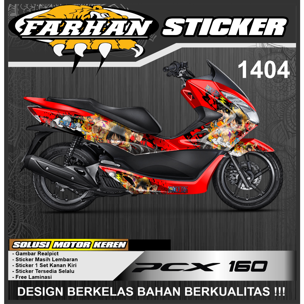 F1404 Decal Sticker PCX 160 stiker Skotlet PCX Desain One piece Terbaru Variasi Full Body