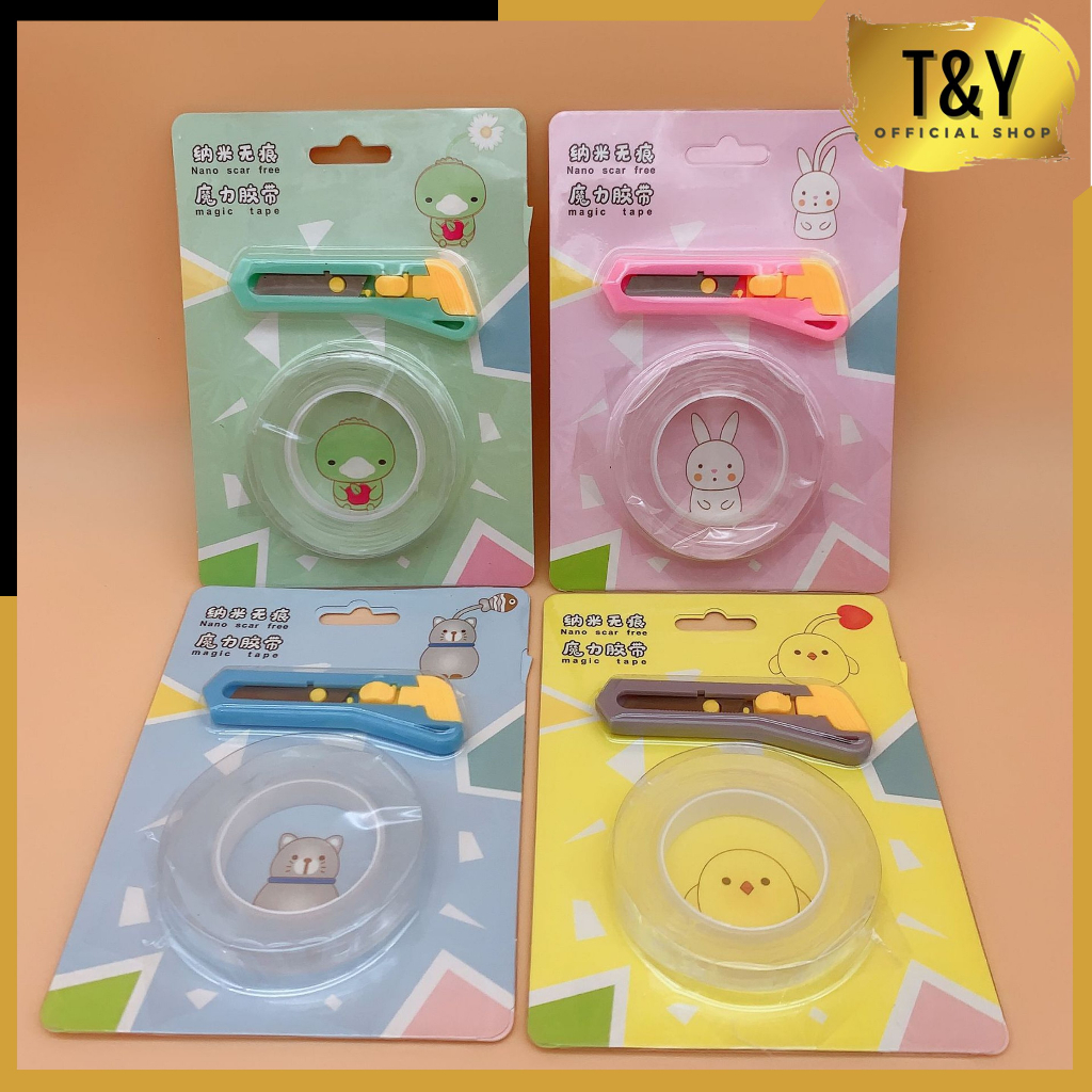 

T&Y Cutter Mini Portable Dan Double Tape Gel 2In1 Kater Kecil Polos Pemotong Kertas Paper Cutter & Isolasi Bening 2 Sisi Anti Air Travel Kit Tape Multifungsi Perekat Dinding Tembok Tanpa Bekas Selotip Super Kuat Waterproof