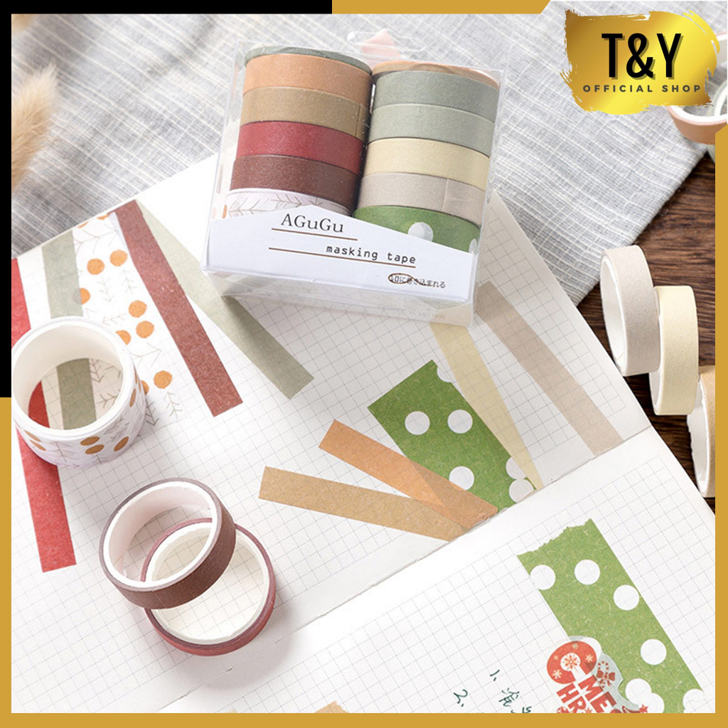 

T&Y Masking Tape Set Essential Collection Basic Pattern Isi 10 Selotip Bahan Kertas Washi Tape Warna Warni DIY Scrapbook Journal Kotak Box Aeshtetic