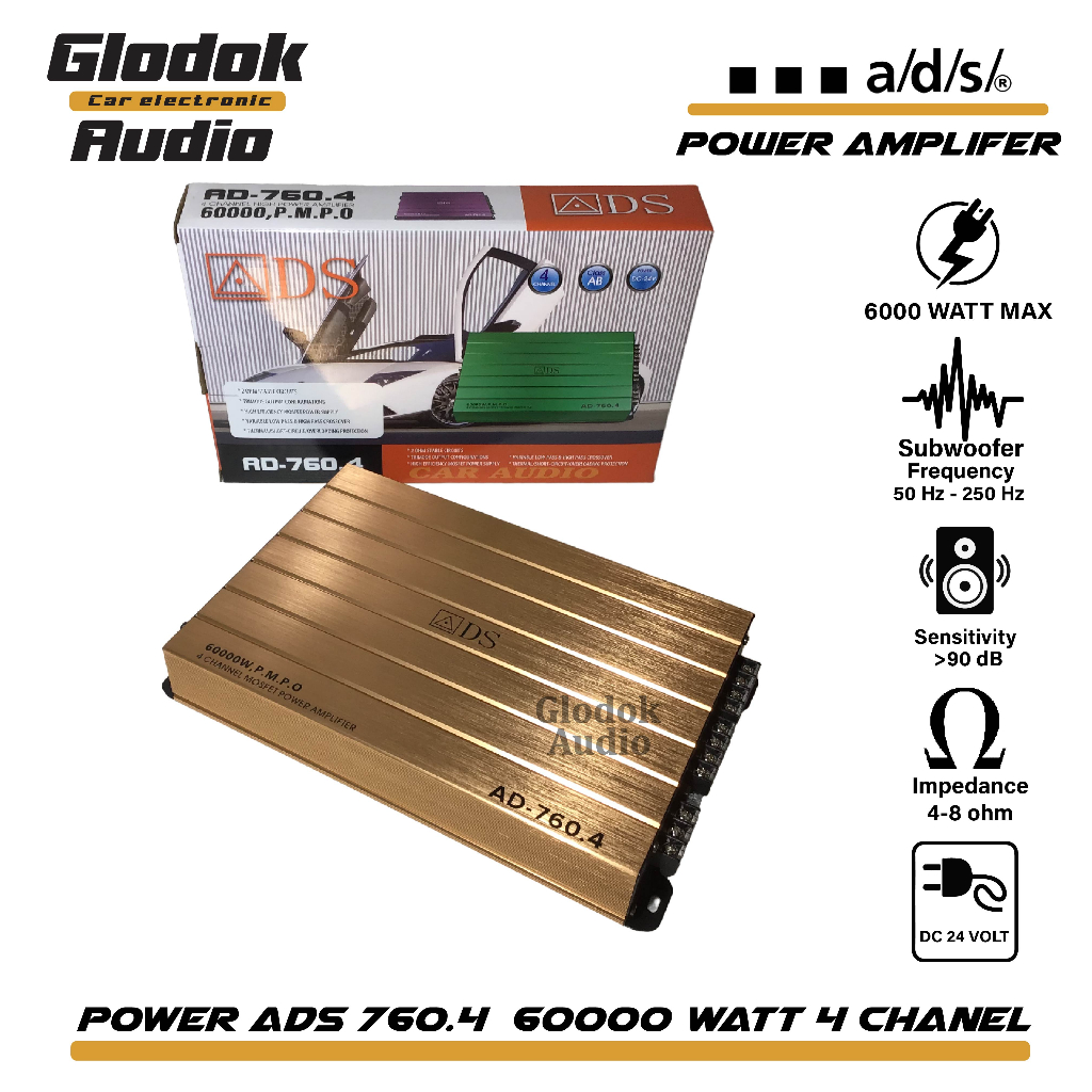 Power mobil car amplifier 4 chanel ADS 760.4 Mosfet High Power 60.000 WATT MAX